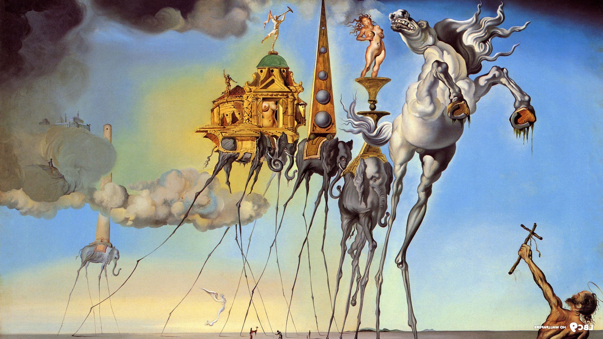 Salvador Dalí, Painting, Fantasy Art, Skull, War, Clocks, Time, Classic Art Wallpaper