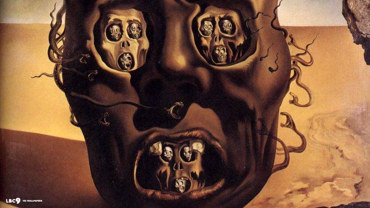 Salvador Dalí, Painting, Fantasy Art, Skull, War, Clocks, Time, Surreal HD Wallpaper Desktop Background