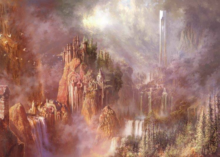 fantasy Art, Waterfall HD Wallpaper Desktop Background