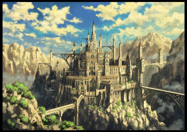 castle, Fantasy Art, Bridge HD Wallpaper Desktop Background