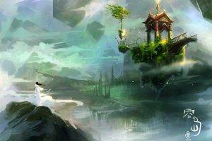 fantasy Art, Digital Art, Mist, Asian Architecture