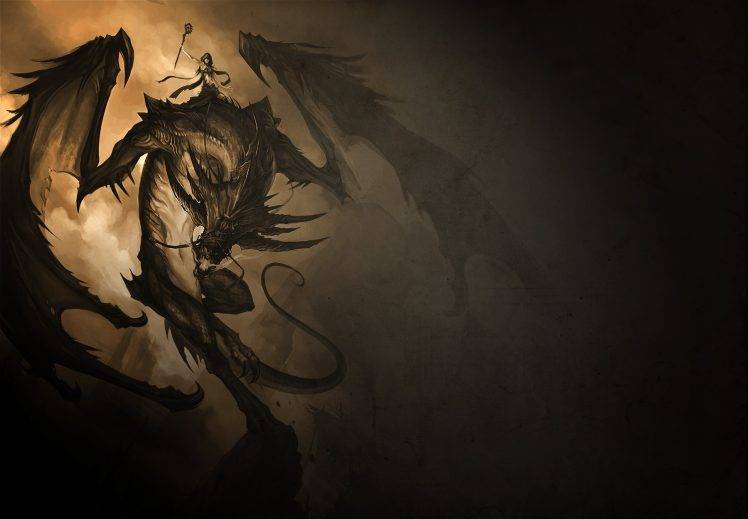 fantasy Art, Dragon, Staff HD Wallpaper Desktop Background
