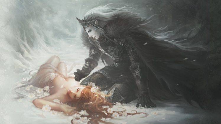 fantasy Art, Redhead, Snow, Hades, Persephone, DeviantArt HD Wallpaper Desktop Background