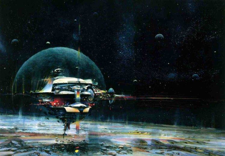 John Berkey, Science Fiction, Spaceship, Planet, Fantasy Art HD Wallpaper Desktop Background
