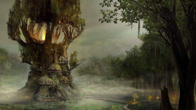 fantasy Art, Forest, Drawing, Digital Art HD Wallpaper Desktop Background