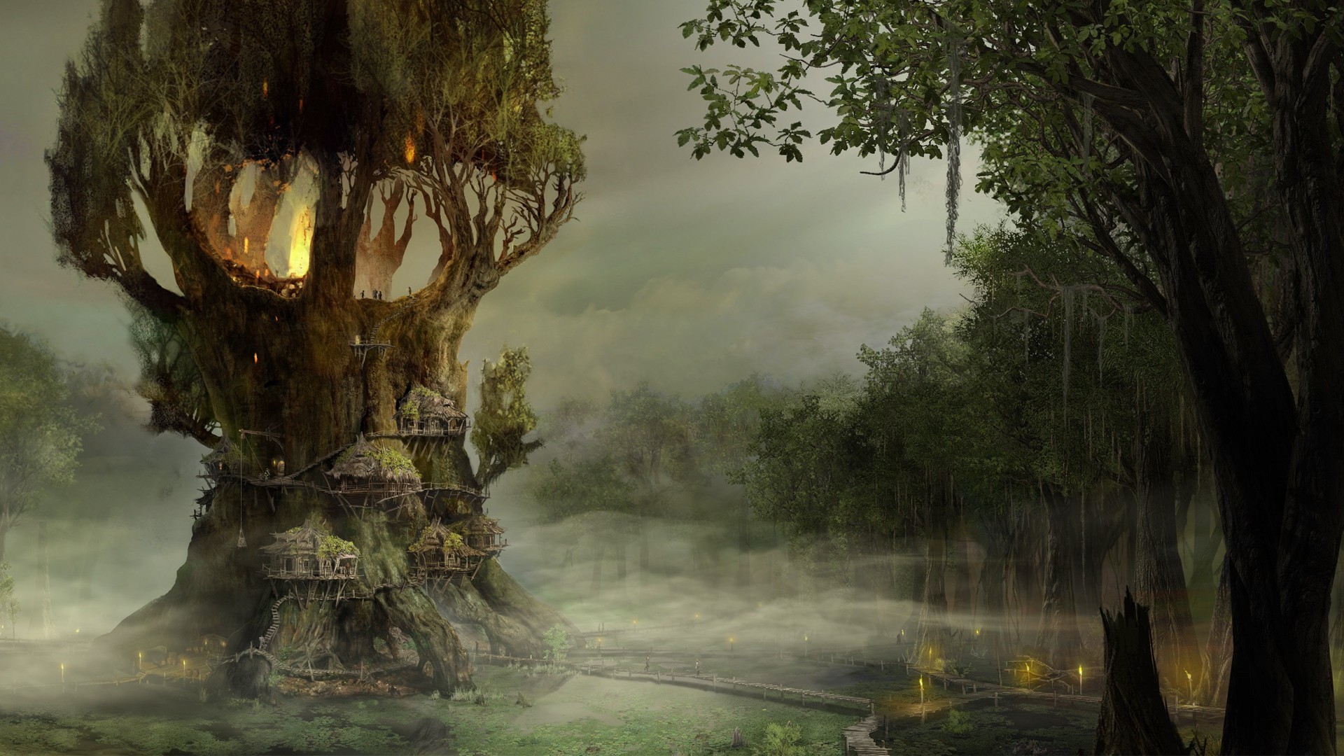 fantasy Art Forest Drawing  Digital Art Wallpapers HD 