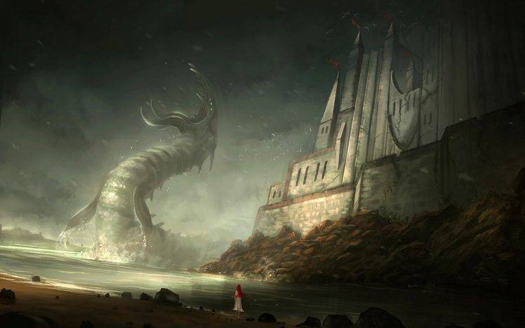 fantasy Art, Sea Monsters, Digital Art HD Wallpaper Desktop Background