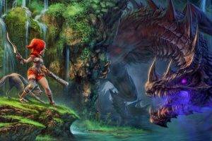 dragon, Fantasy Art, Red Hood