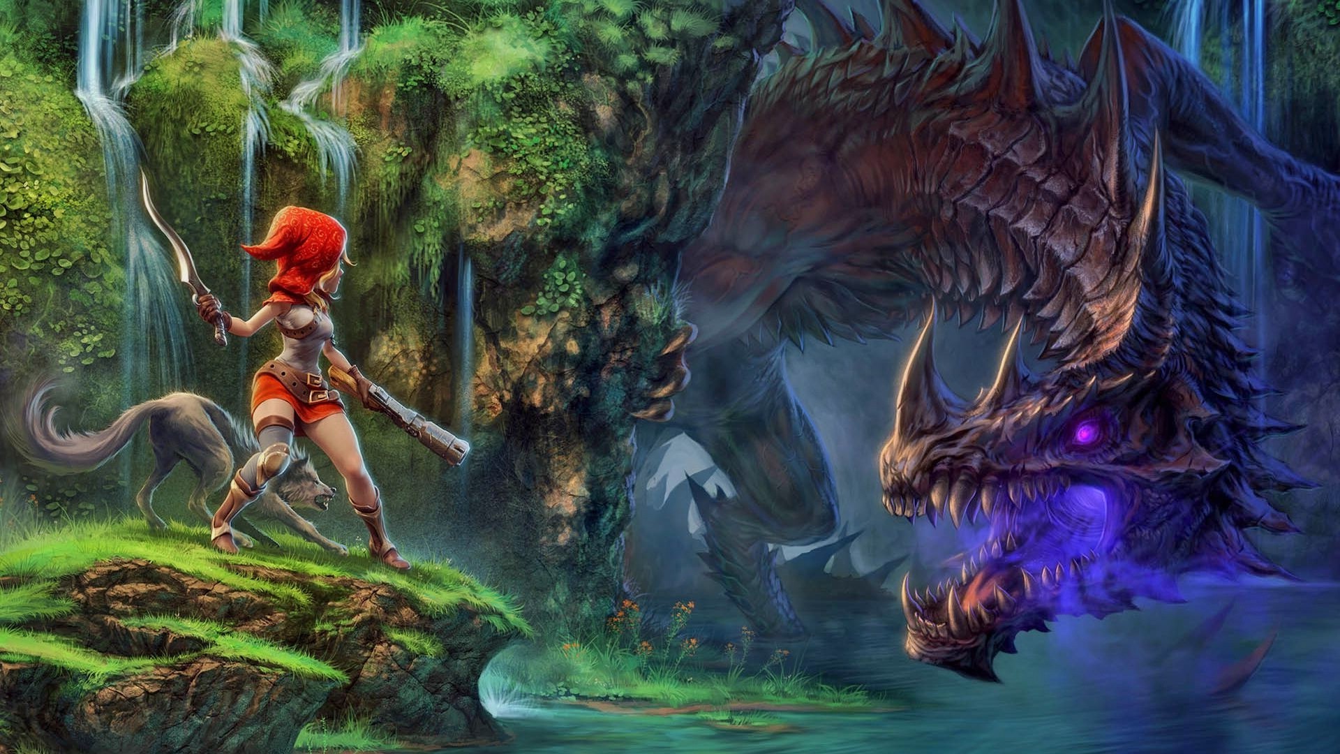dragon, Fantasy Art, Red Hood Wallpaper