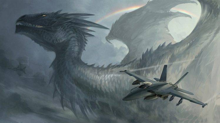 dragon, Fantasy Art, McDonnell Douglas F A 18 Hornet HD Wallpaper Desktop Background