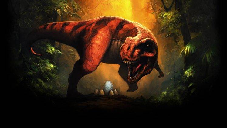 dinosaurs, Fantasy Art, Tyrannosaurus Rex, Eggs HD Wallpaper Desktop Background