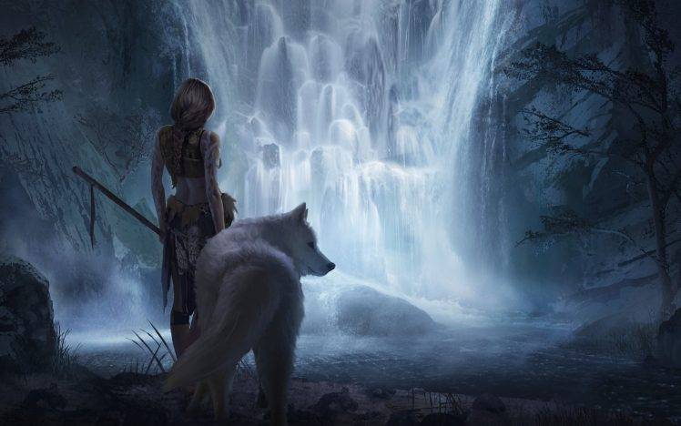 fantasy Art, Women, Wolf HD Wallpaper Desktop Background