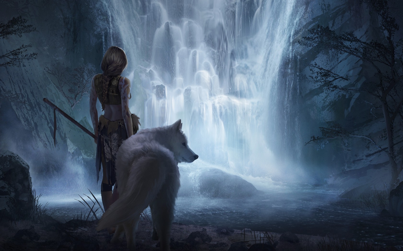 fantasy Art, Women, Wolf Wallpaper