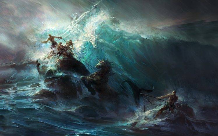 fantasy Art, Painting, Artwork, Poseidon HD Wallpaper Desktop Background