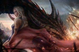 Game Of Thrones, Daenerys Targaryen, Dragon, House Targaryen, Artwork, Fantasy Art