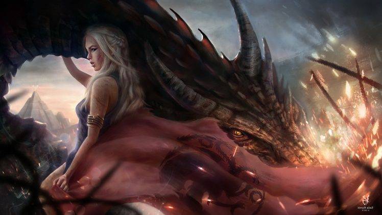 Game Of Thrones, Daenerys Targaryen, Dragon, House Targaryen, Artwork, Fantasy Art HD Wallpaper Desktop Background