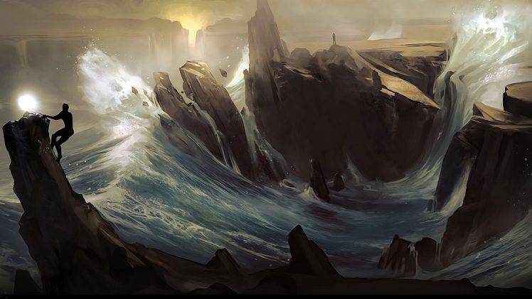 fantasy Art, Waves HD Wallpaper Desktop Background