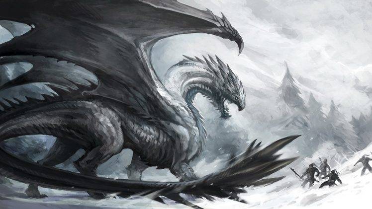 fantasy Art, Dragon, Snow HD Wallpaper Desktop Background