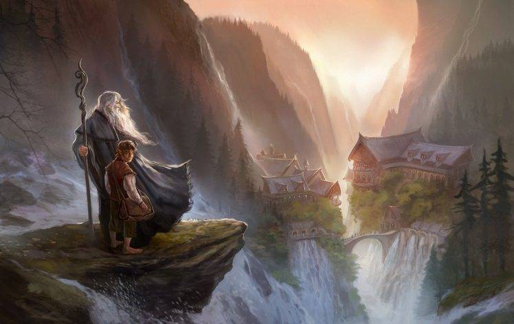 fantasy Art, Digital Art, The Lord Of The Rings, The Hobbit, Gandalf, Bilbo Baggins, Rivendell HD Wallpaper Desktop Background