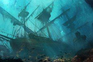 sinking Ships, Ship, Drawing, Sea, Fantasy Art