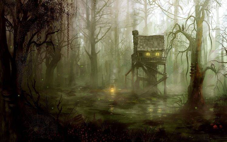 fantasy Art, Forest, Witch, Swamp HD Wallpaper Desktop Background