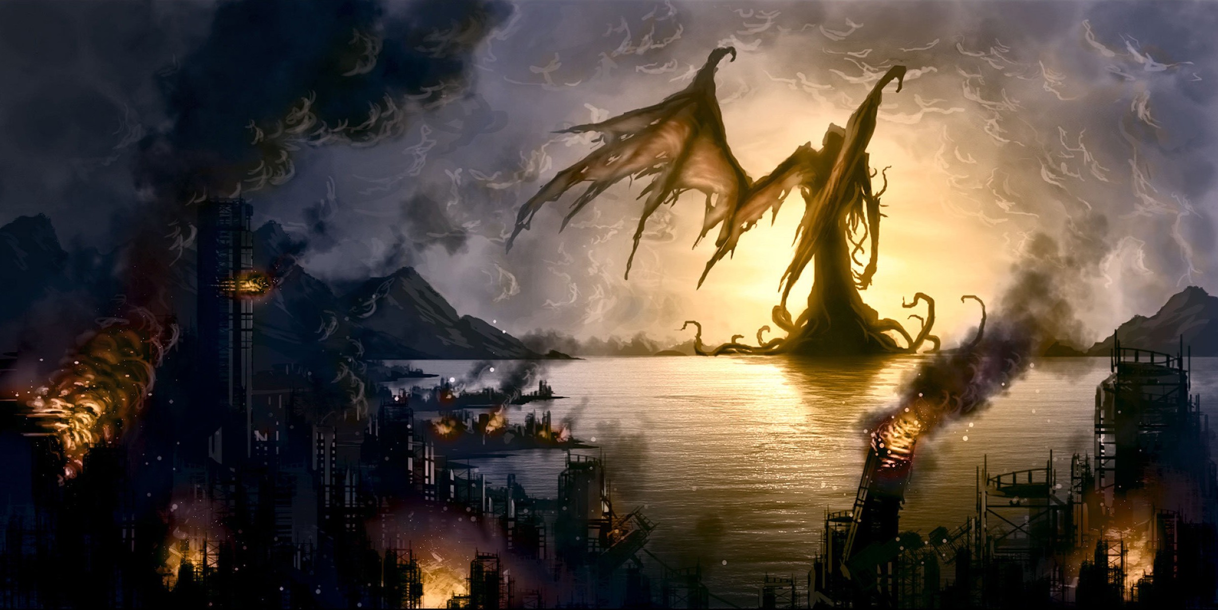 fantasy Art, Demon, Destruction Wallpaper
