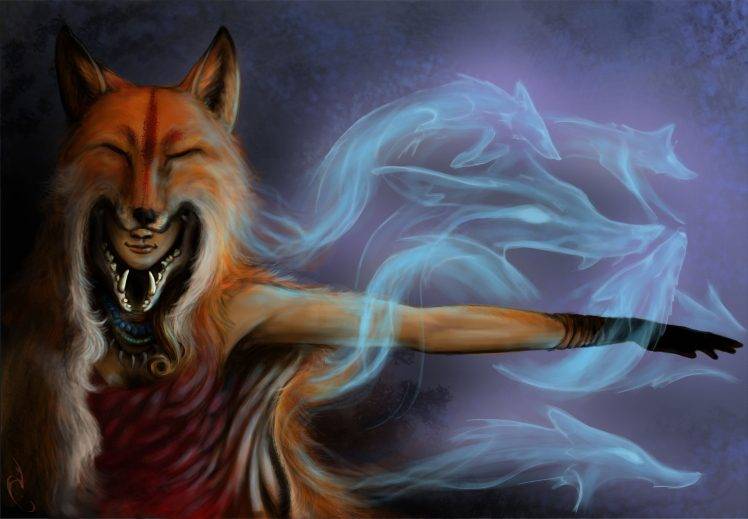 fantasy Art, Fox Girl HD Wallpaper Desktop Background
