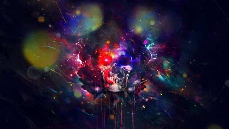 skull, Colorful, Artwork, Digital Art, Fantasy Art HD Wallpaper Desktop Background