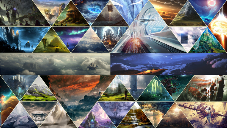 fantasy Art, Geometry, Triangle, Mosaic HD Wallpaper Desktop Background