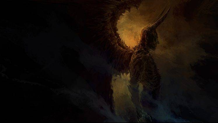 drawing, Demon, Digital Art, Fantasy Art, Creature, Devil, Wings, Hell, Satan HD Wallpaper Desktop Background