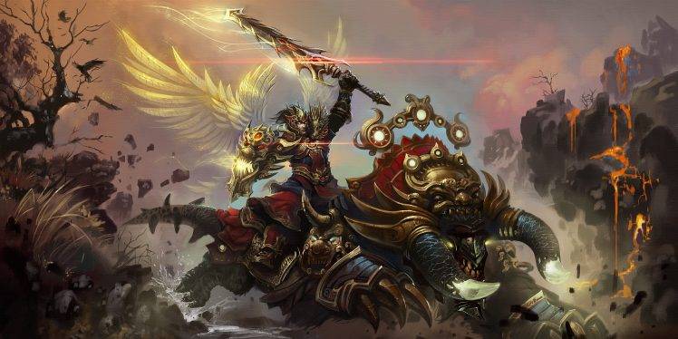 creature, Fantasy Art, Sword, Wings, Knights HD Wallpaper Desktop Background