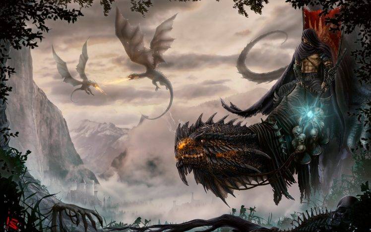 dragon, Fantasy Art, Skull HD Wallpaper Desktop Background