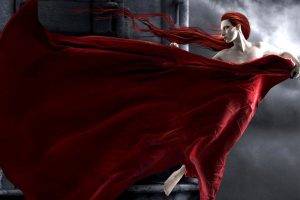 women, Red, Fantasy Art