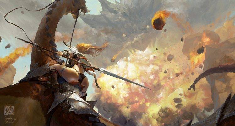 dragon, Fantasy Art, Knights, Freedom HD Wallpaper Desktop Background