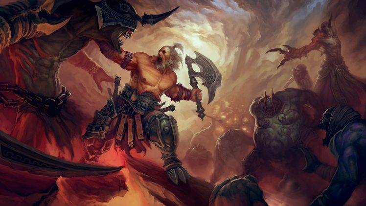 painting, Illustration, Fantasy Art, Diablo III, Barbarian HD Wallpaper Desktop Background