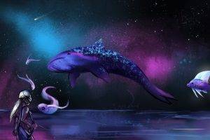 space, Fish, Whale, Fantasy Art, Science Fiction