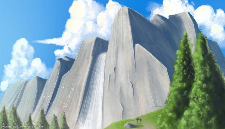 mountain, Drawing, Fantasy Art, Artwork, Hill HD Wallpaper Desktop Background