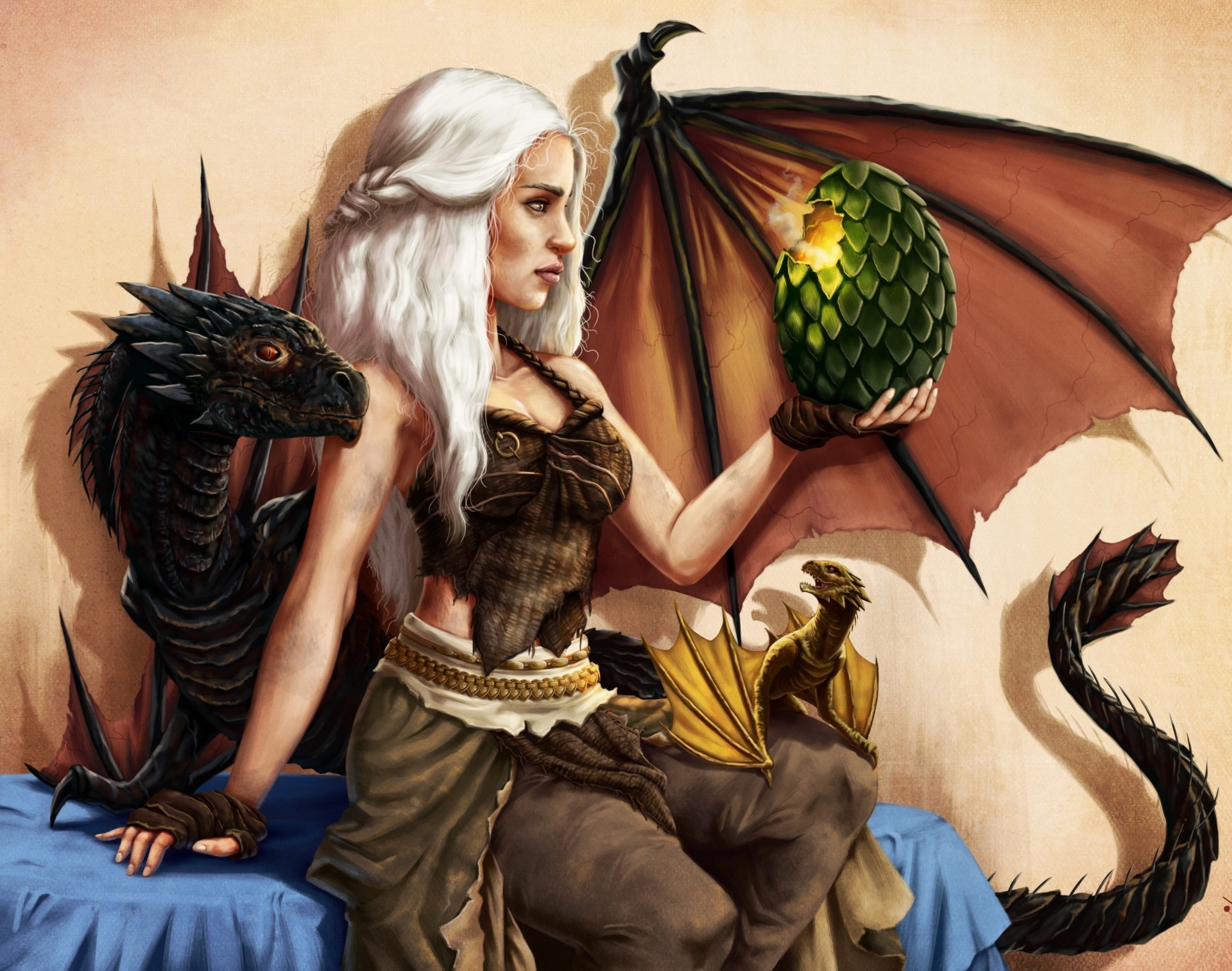 Daenerys Targaryen, Game Of Thrones, Dragon, Artwork, Fantasy Art Wallpaper