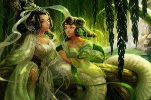 artwork, Fantasy Art, Lamia, Mythology, Vines, Tentacles