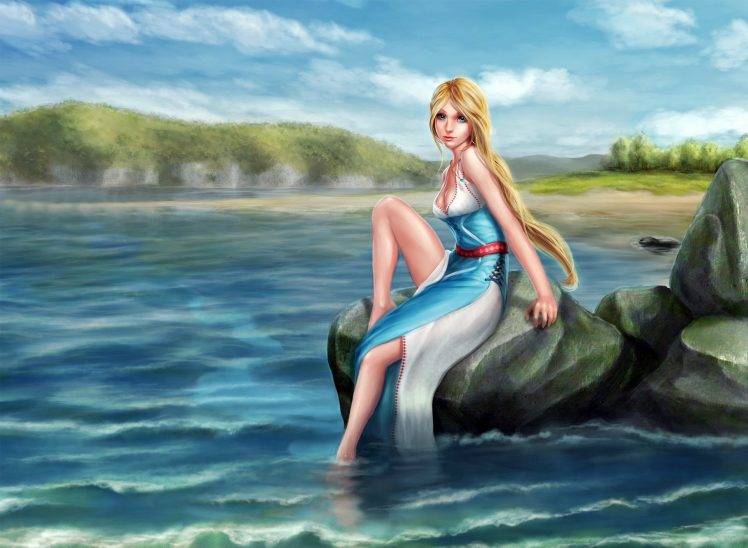 fantasy Art, Artwork, Blonde, Blue Eyes, Long Hair HD Wallpaper Desktop Background