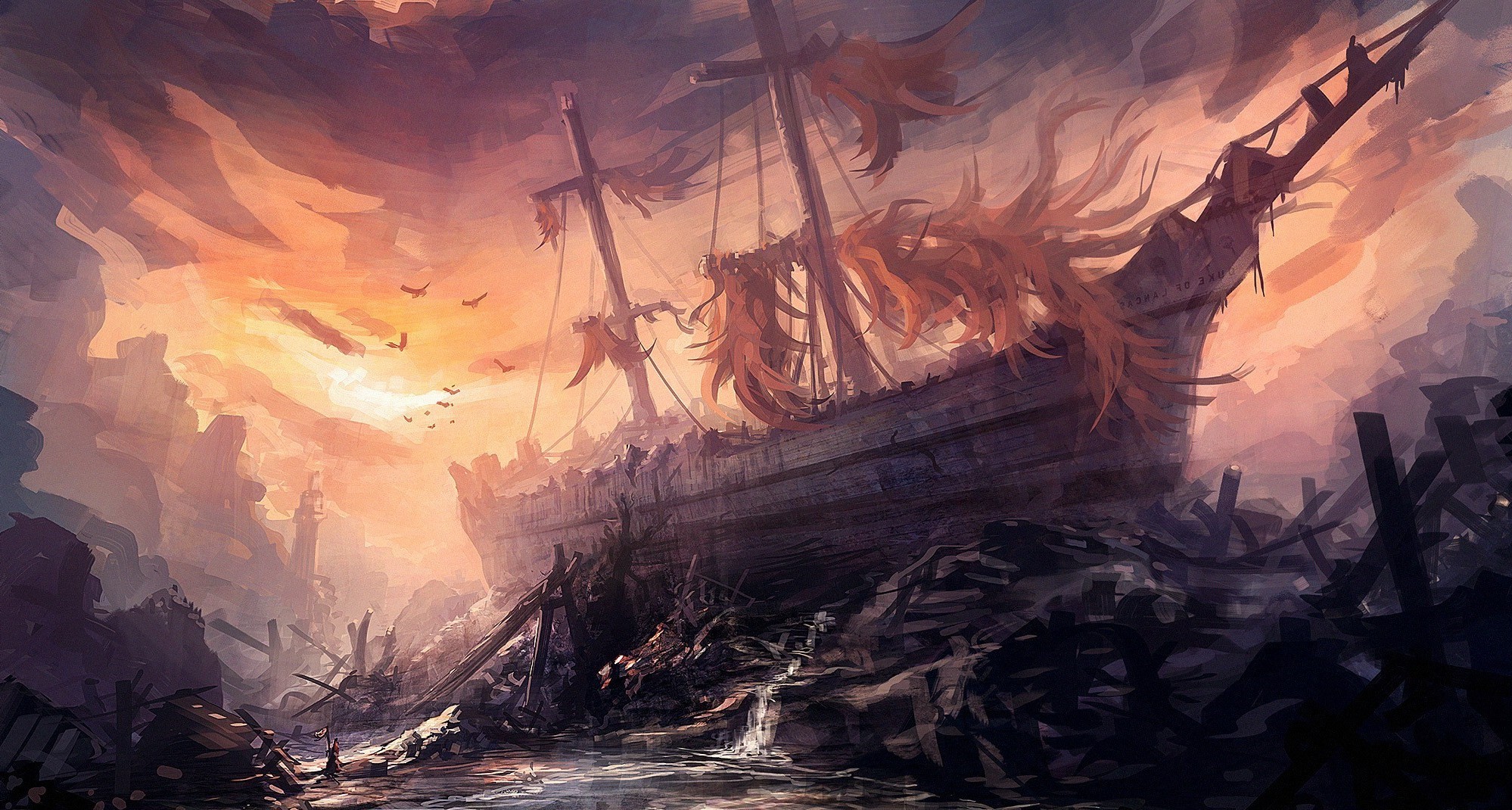 ship, Artwork, Fantasy Art Wallpaper