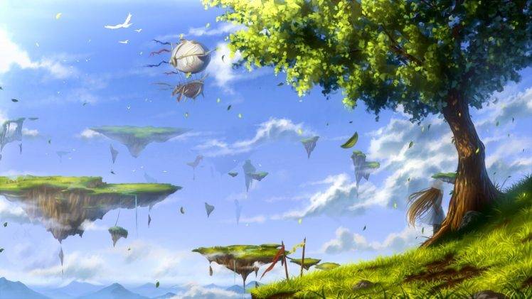clouds, Trees, Fantasy Art HD Wallpaper Desktop Background