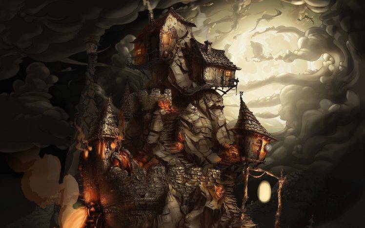 house, Castle, Fantasy Art, Lantern HD Wallpaper Desktop Background