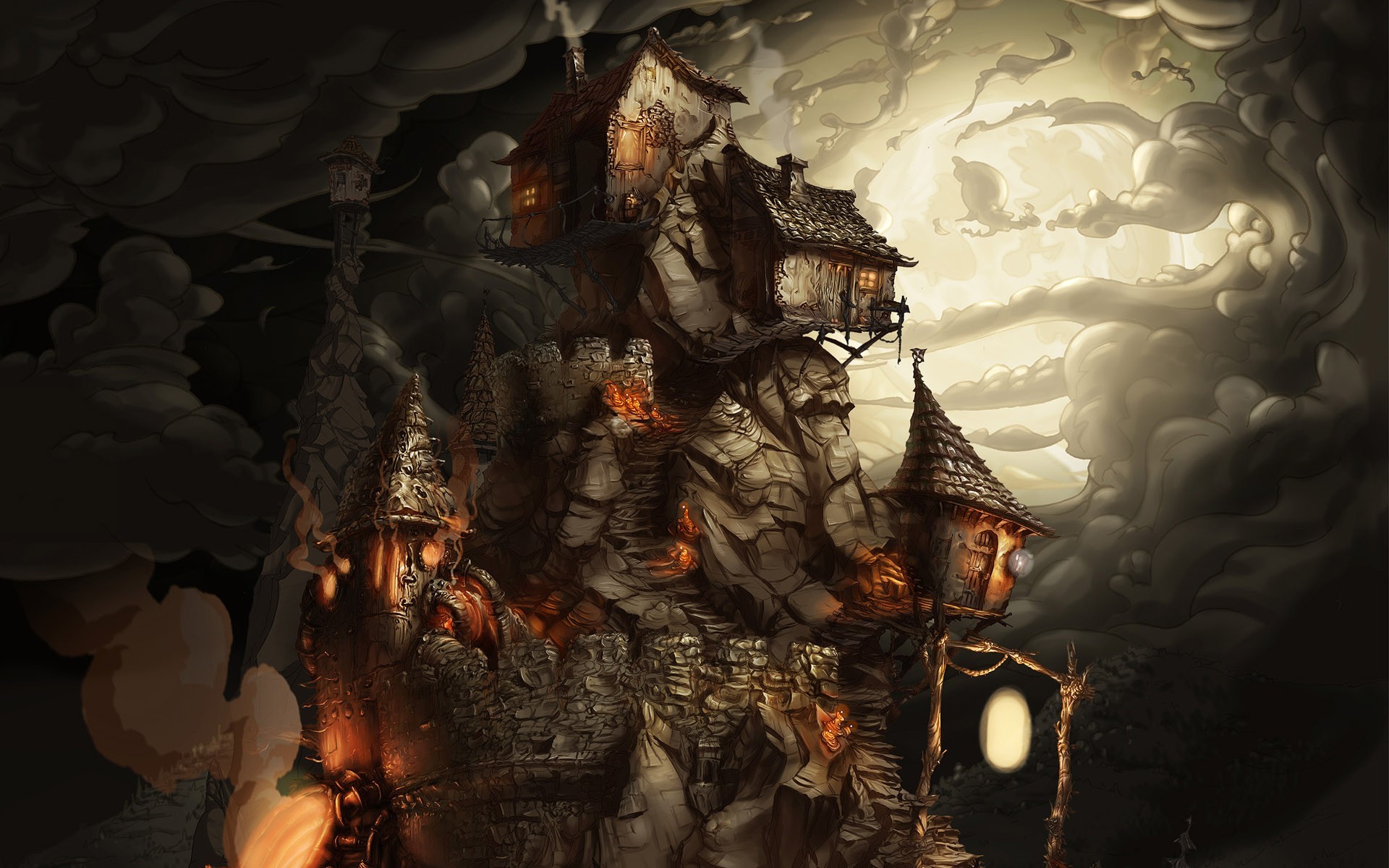 house, Castle, Fantasy Art, Lantern Wallpaper