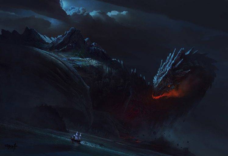 fantasy Art, Dragon, Ship HD Wallpaper Desktop Background