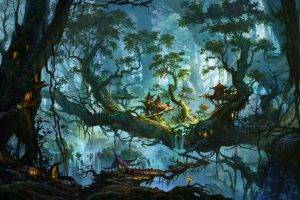 fantasy Art, Artwork, Digital Art, Forest, Trees, Waterfall
