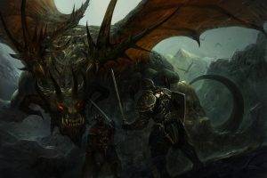 fantasy Art, Dragon, Knights