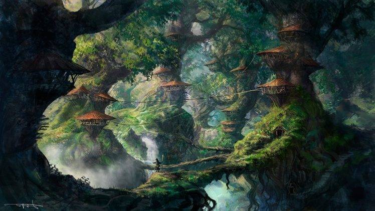 fantasy Art, Wizard, Forest, Trees, Artwork, Digital Art HD Wallpaper Desktop Background