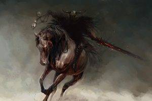 fantasy Art, Horse, Sword, Skull, Warlocks, Red Eyes, Horseman, War