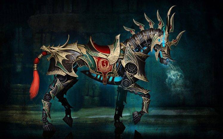 digital Art, Horse, Armor, Fantasy Art, Rift Online HD Wallpaper Desktop Background